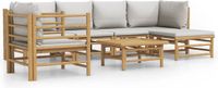 vidaXL 7-delige Loungeset met Lichtgrijze Kussens Bamboe