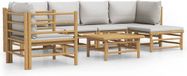 vidaXL 7-delige Loungeset met Lichtgrijze Kussens Bamboe