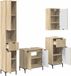 VidaXL Ensemble de meubles de salle de bain avec porte, placage chêne Sonoma, panneaux de particules, métal