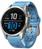 By Qubix - Geschikt voor Garmin bandje - 20mm Quickfit - Flower siliconen bandje - Blauw - Geschikt voor Garmin Instinct E - 40mm