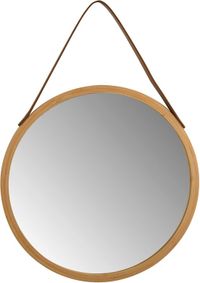 Spirella Wandspiegel Rond Ø40 cm - Badkamerspiegel van Staal met Bamboe Afwerking