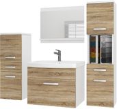 B BELINI GROUP BELINI Badkamermeubel Set PRI M5 - Badmeubelset 120 cm Sonoma Eiken Mat met Wastafel en Spiegel - Wandmontage
