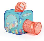 LUDI Pop-Up Explorer-kubus - kinderhuis met rechte tunnel en elleboogtunnel - opvouwbare structuur met draagtas - 80 x 80 cm - vanaf 2 jaar