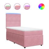 vidaXL Boxspringbed met matras, fluweel, roze, 160x200 cm