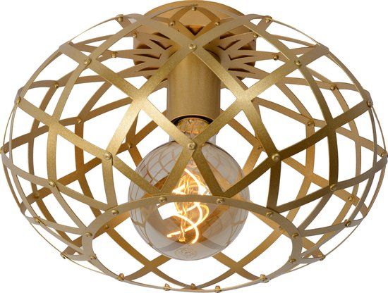 Lucide WOLFRAM Plafonnière - Ø 30 cm - 1xE27 - Mat Goud / Messing
