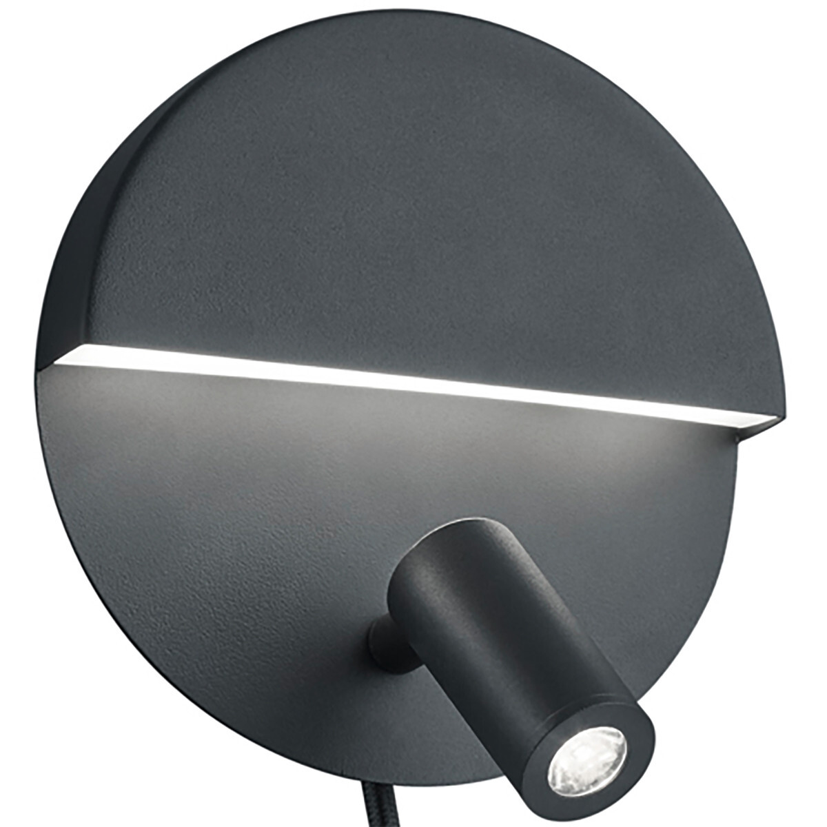 BES LED LED Wandlamp - Trion Marano - 8W - Warm Wit 3000K - Rond - Mat Zwart - Aluminium