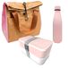 Nerthus FIH 1039 roestvrij stalen dubbelwandige fles set lunchbox en koeltas roze school