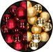 Decoris Kleine kerstballen - 32x st - goud en donkerrood - D4 cm - plastic - kerstversiering