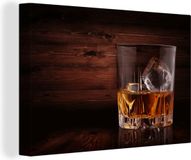 OneMillionCanvasses Canvas Schilderij Whiskey - Alcohol - Glas - 120x80 cm - Wanddecoratie