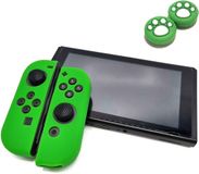 Gadgetpoint - Boîtier de jeu haute performance - Revêtements souples - Accessoires de manette Joy-Con antidérapants pour Nintendo Switch - Vert + Pieds