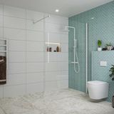 FortiFura Galeria inloopdouche - 140x200cm - helder glas - wandarm - mat wit