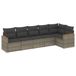 VidaXL 6-delige Loungeset met kussens, poly rattan, grijs