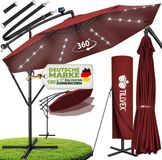 Tillvex Zweefparasol Aluminium met LED Solar Ø 350 cm Rood
