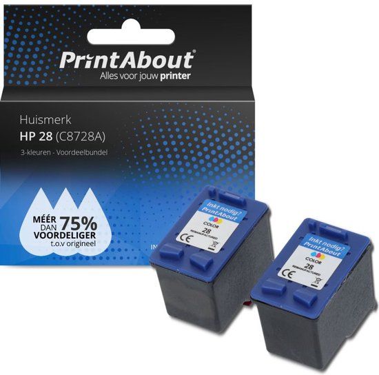 PrintAbout HP 28 (C8728A) 3-kleuren Inktcartridge Voordeelbundel 2-pack