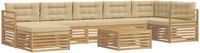 vidaXL - Bank loungeset - Polyester - Wit en Beige - 7 zitplekken