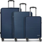 Franky Dallas 3.0 4-wiel kofferset 3-delig met stretch plooi - Harde bagage - TSA slot - dark blue