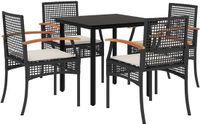 vidaXL 5-delige Tuinset met Kussens Poly Rattan Zwart