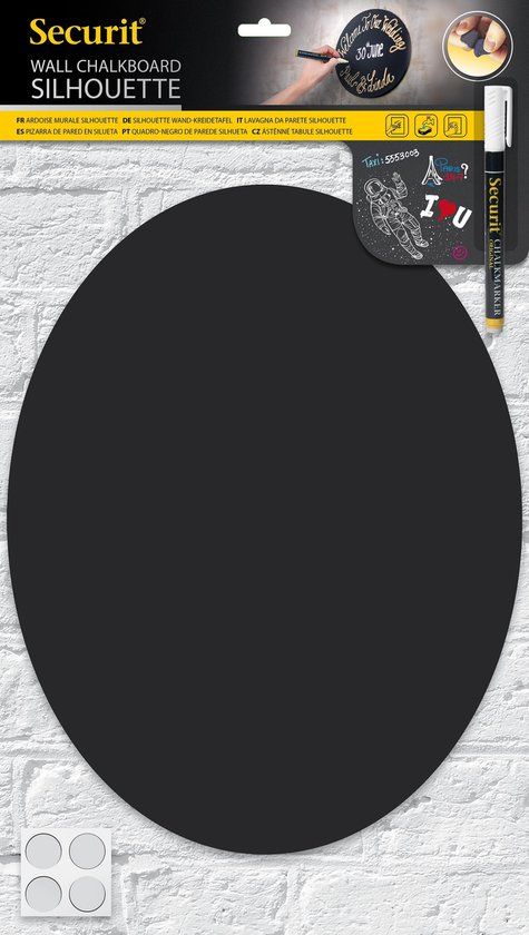 Securit Krijtbord Silhouette Ovaal - Zwart - 30x38cm