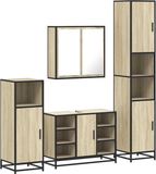vidaXL 4-delige Badkamermeubelset Bewerkt Hout Sonoma Eikenkleurig