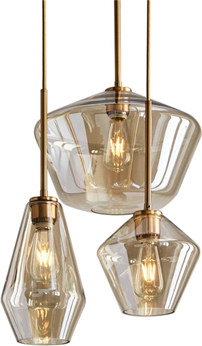 Rilimo Hanglamp Industrieel Plafondlamp Industriele Hanglamp Eetkamer - Plafondlamp Goud Cognac Zowie