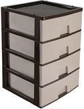 Hega Hogar Ladeblokje/bureau organizer 4x lade - bruin/beige - L38 x B38 x H58 cm - kunststof - ladekastje