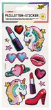 Folia 19702 - Pailletten Sticker II met eenhoorn motieven, metallic glinsterende kunststofstickers, 13 stuks