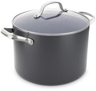 Greenpan Valencia Pro Harde Geanodiseerde Gezond Keramisch Antiaanbaklaag 24 cm / 7,6 Liter Voorraadpan met Deksel, PFAS-Vrij, Inductie, Vaatwasmachinebestendig, Ovenveilig, Grijs