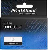 PrintAbout Huismerk Etiket 3006306-T Zwart op wit (100 mm x 150 mm) 4 rollen geschikt voor Zebra