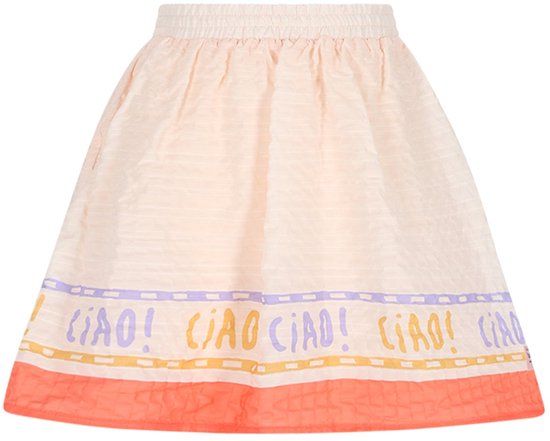 NONO Ninu Skirt with CIAO borderprint - Hint of a Tint Salmon - Maat 104