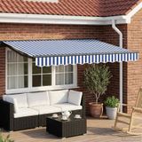 vidaXL Elektrische uitrolbare zonnescherm, blauw en wit, 3,5 x 2 meter