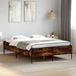 vidaXL Bedframe bewerkt hout metaal gerookt eikenkleurig 150x200 cm