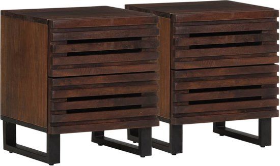 vidaXL Nachtkastjes 2 stuks 40x34x46 cm massief mangohout bruin