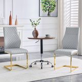 STILVORA Eetkamerstoelen Set Van 2 - Hoge Rugleuning En Comfort Zitting - Voor Eetkamer En Restaurant - Metaal;Pu Leer - Goud;Lichtgrijs
