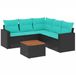 vidaXL 6-delige Loungeset met kussens poly rattan zwart