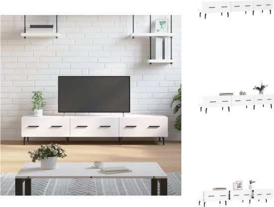vidaXL Tv-meubel 150x36x30 cm bewerkt hout hoogglans wit