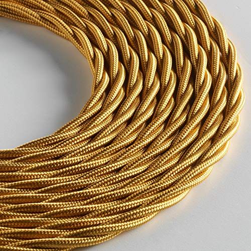 KLARTEXT Duidelijke tekst textielkabel BELLE ÉPOQUE Vintage elektrische installatie 3X1mm goud 3mt.