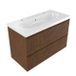 Saniclass Holz Atelier Badkamermeubelset - 100x45x63.5cm - Palermo keramische wastafel wit - 1 wasbak - 2 kraangaten - 2 lades - mat walnut pure (hout) SW1420806/SW24916