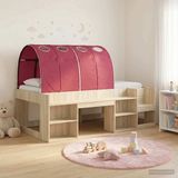 vidaXL Bedframe met tunnel 3-stuks Sonoma eiken en rood Bewerkt hout