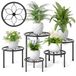 VECELO 5-pack metalen plantenstandaards voor kamerplanten, meerdere zware bloempotstandaard/ronde plantenhouder voor buiten plantenbak, woonkamer, balkondecoratie, zwart