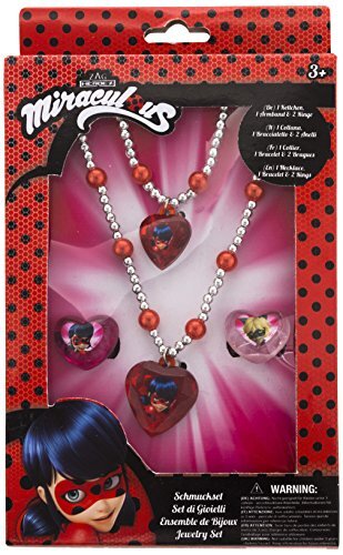 ToyJoy 65991 Tales of Ladybug & Cat Noir figuren & personages Miraculous sieradenset: 1 parelarmband, 1 parelketting en 2 ringen in geschenkverpakking 12 x 4 x 18 cm, meisjes