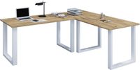 VCM L-vormig bureau, hoekbureau Plain, 160x130, L-vorm links of rechts, werktafel plaat 50 cm diep, computertafel kantoormeubilair - Lona U