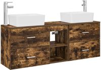 vidaXL Badkamerkastenset 3 st Gerookt eiken 53 x 34,5 x 63 cm
