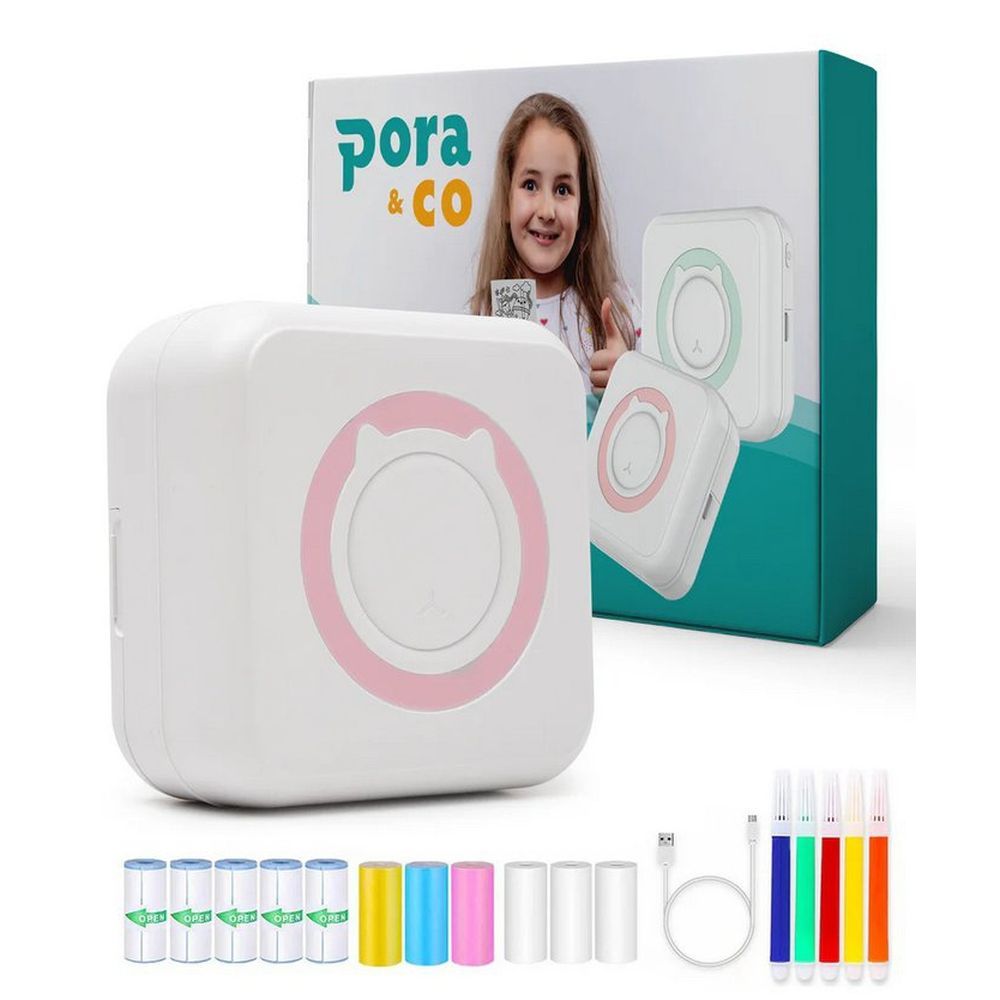 Pora&Co Mini Printer voor Mobiel - Fotoprinter voor Smartphone - Roze