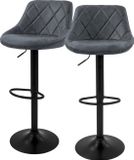ML-Design Barkruk set van 2 antraciet kunstlederen bekleding met rugleuning en voetensteun in hoogte verstelbaar 62-82 cm