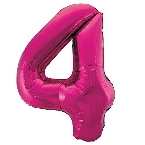 Unique Unique Party 55734 Gigantische folieballon, 86 cm, roze, cijfer 4