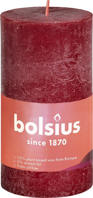 Bolsius Stompkaars Velvet Red - Ø50 mm - 10 cm - 30 branduren