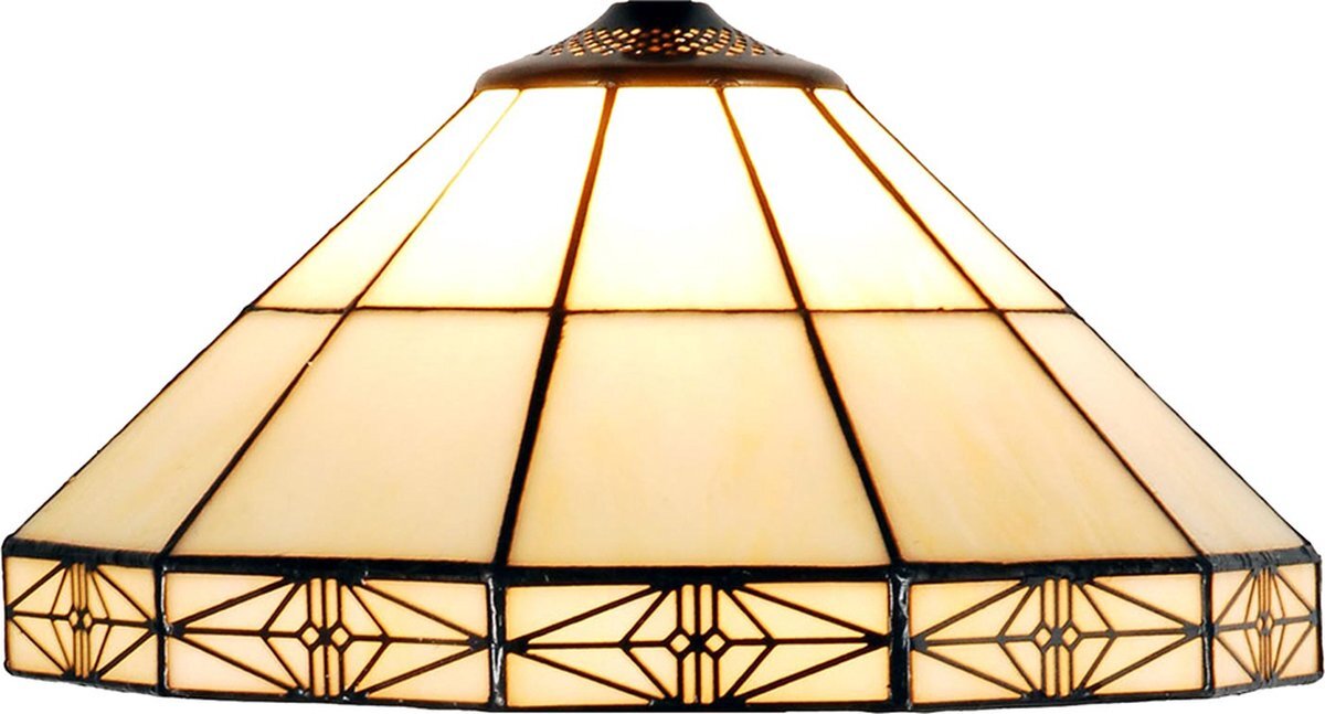 Lumilamp Lampenkap Tiffany Ø 32*16 cm Beige Glas in lood Driehoek Art Deco Glazen Lampenkap