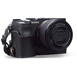 MegaGear MG1954 Ever Ready Echt Lederen Camera-Halve Tas met Draagriem Compatibel met Sony Alpha 7C - Zwart