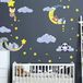 Muursticker Muursticker kinderen - decoratie babykamer - muursticker kinderen - muursticker Scandinavisch - muursticker dieren in de hemel en wolken - H120 x L 180 cm