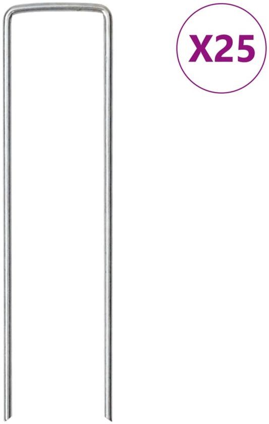 vidaXL Grondharingen - 25 stuks - U-vormig - 15x3,5 cm - Gegalvaniseerd staal